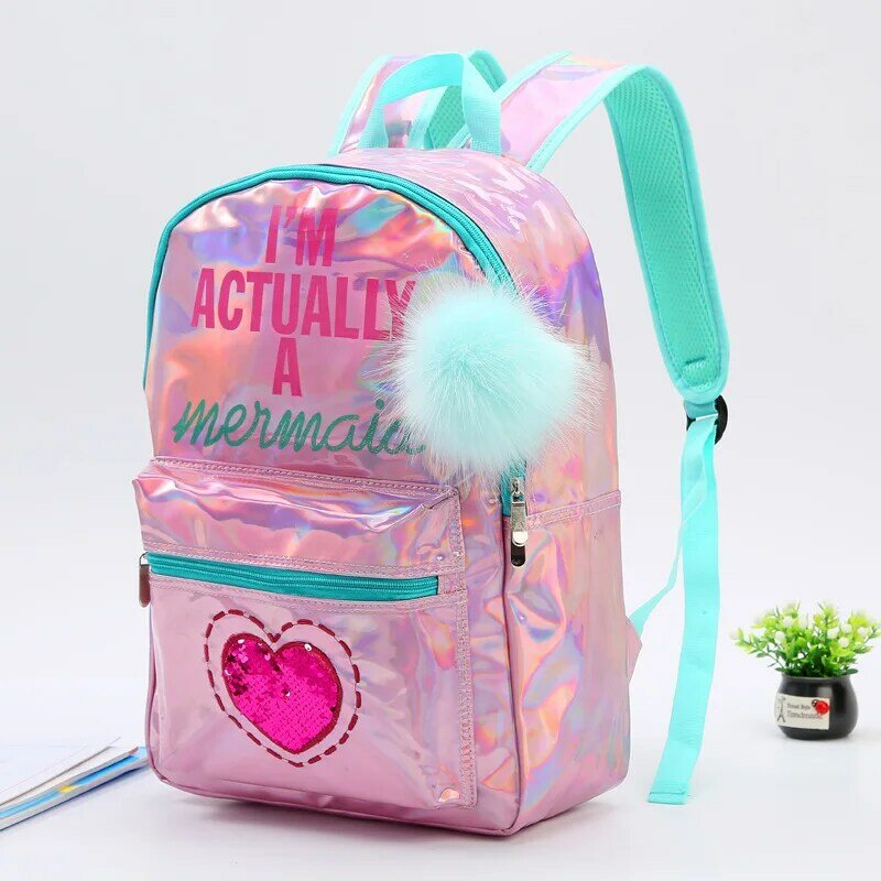 Рюкзак для отдыха для девочек, с мультипликационными блестками, большой объем