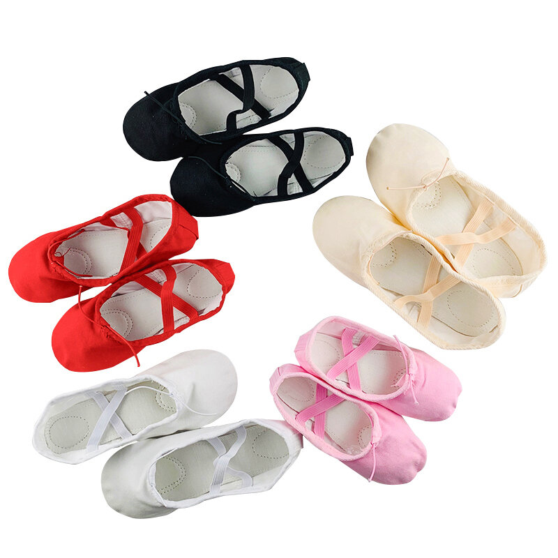 Soft Flat Canvas Head Slippers para crianças, preto e branco, sapatos de dança do ventre, ioga, balé, ginásio, mulheres e homens