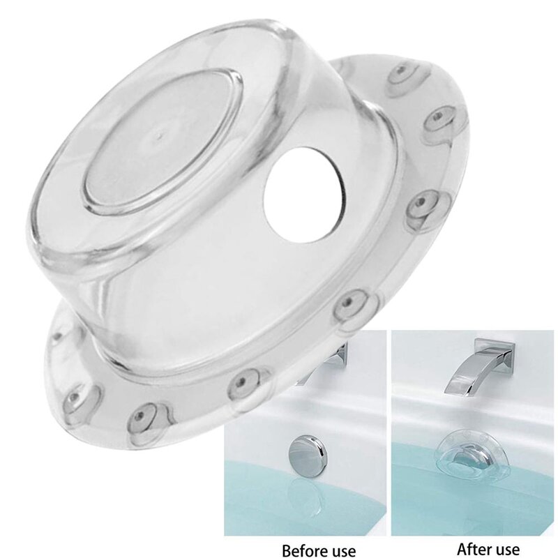 Overflow Drain Trim Bathtub Drain Cover 16x16x5cm Clear PVC Strong Suction Cups Ultra-Tight Seal Bathroom Office