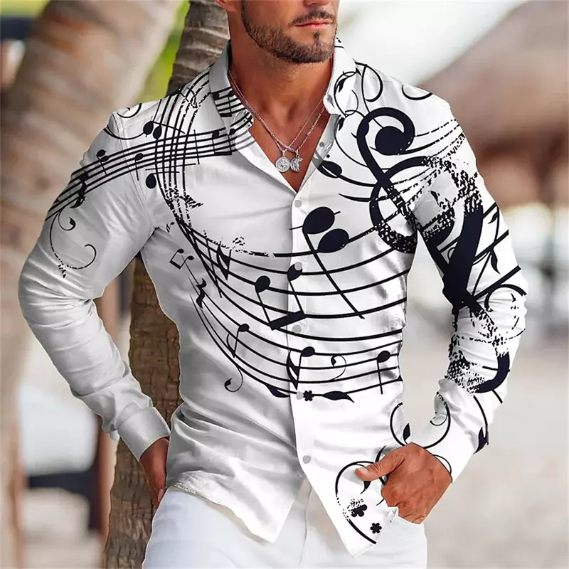 Heren Hoge Kwaliteit Luxe Prom Fashion Panel Contrast Print Polo Single Breasted Kostuum Designer Lange Mouw Heren Shirt