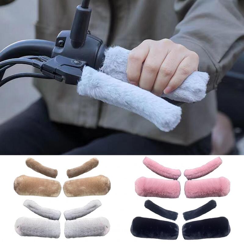 Universal Motorcycle Winter Handlebar Cover Soft Touch Thick Plush Brack Cover Motorcycle Handlebar Warmer Cushion