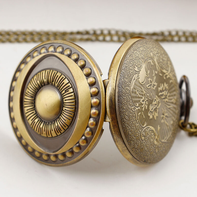 Relógio De Bolso De Quartzo De Olho Estranho Retro, Corrente De Camisola De Bronze, Colar Antigo, Relógio Para Homens