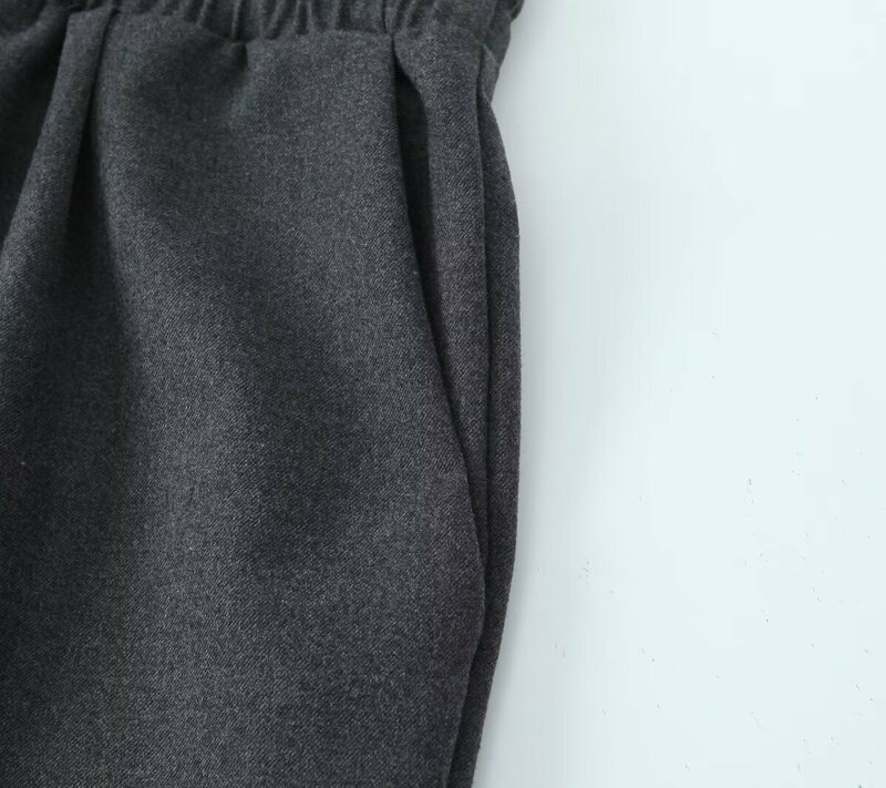 กางเกงเอวยางยืดแบบลำลองจับจีบสองชั้นเอวยางยืดแบบผูกเชือกเอวกางเกงขาม้าแฟชั่นใหม่สำหรับผู้หญิง