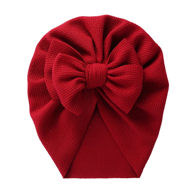หมวกเด็กน่ารัก Bows Knot หมวก Beanie ดอกไม้ Bowknot Headwrap ทารกแรกเกิดผ้าฝ้ายนุ่มสีทึบ Bonnet ทารกเด็ก Headwear ของขวัญ
