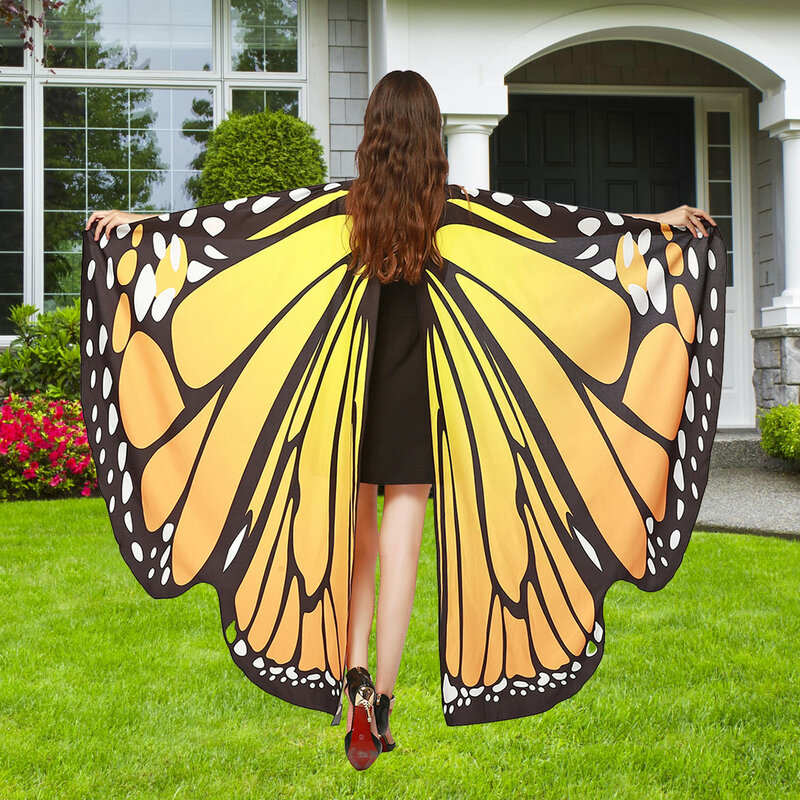 Châle papillon en polyester doux avec antenne pour femme, cape pour femme, bande de sauna, costume d'Halloween, fête, festivals, carnaval