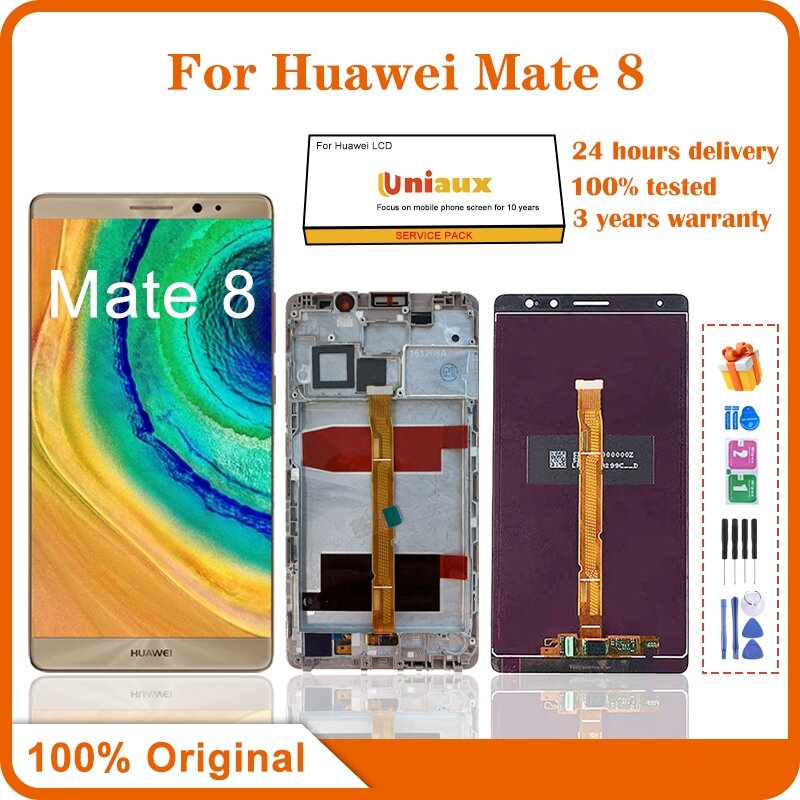หน้าจอ LCD แบบสัมผัสขนาด6.0นิ้วสำหรับ Huawei Mate 8นิ้วอะไหล่ชุดประกอบดิจิไทเซอร์สำหรับ Mate NXT-L29 8 Mate8 NXT-AL10หน้าจอ LCD