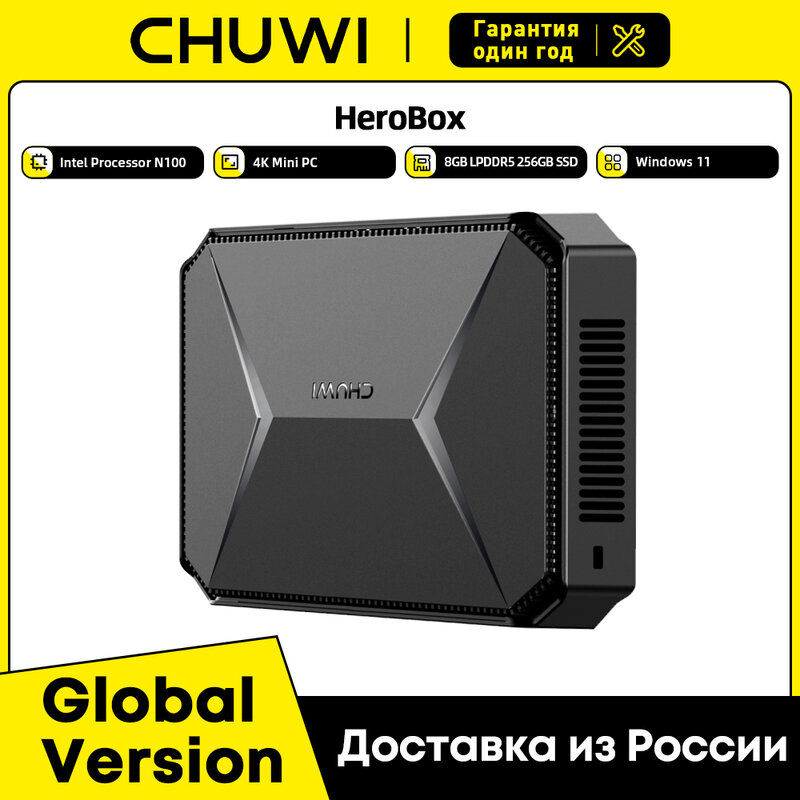 CHUWI Herobox كمبيوتر مصغر إنتل N100 UHD الرسومات ل 12th الجنرال ويندوز 11 8GB RAM 256G SSD واي فاي 6 بلوتوث 5.2 Wtih VAG ميناء