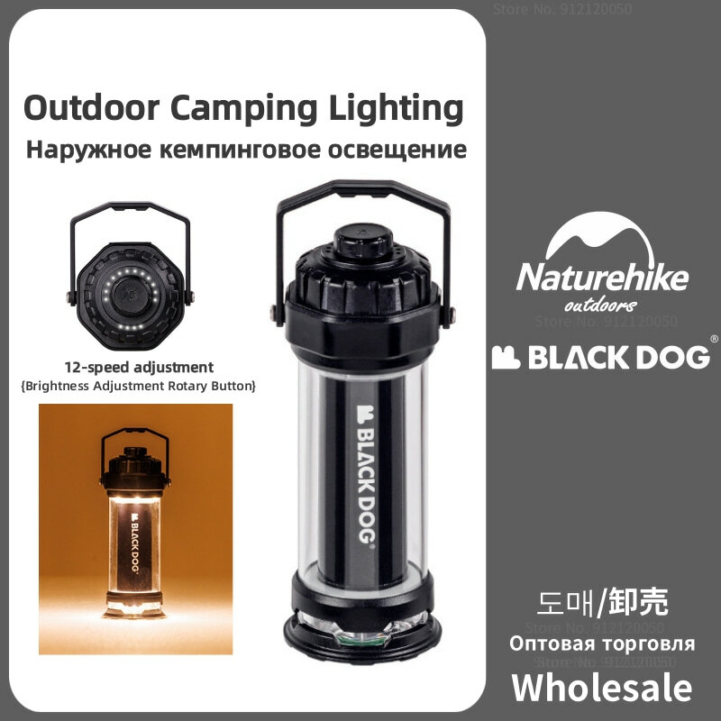 Naturehike-Blackdog Luce da campeggio portatile Lampada da viaggio all'aperto Torcia elettrica IPX4 impermeabile regolabile  Lampada notturna per tenda