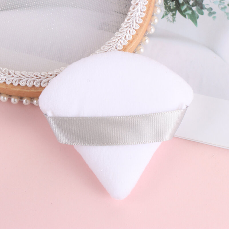 Miniesponja triangular de terciopelo para maquillaje facial, esponja de algodón suave, lavable y ligera, 1/2 unidades