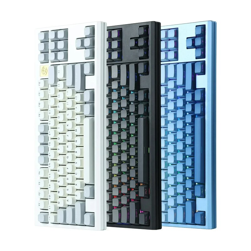 Chosfox-leo80 teclado mecânico, modo 3, 2.4g, bluetooth, sem fio, rgb, luz de fundo, alumínio, para o jogador, presente