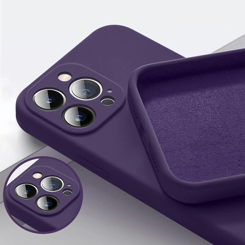 Luxo Original Silicone Full Protect Capa para iPhone, Soft Case, 11, 12, 13, 14, 15 Pro Max, X, XR, XS