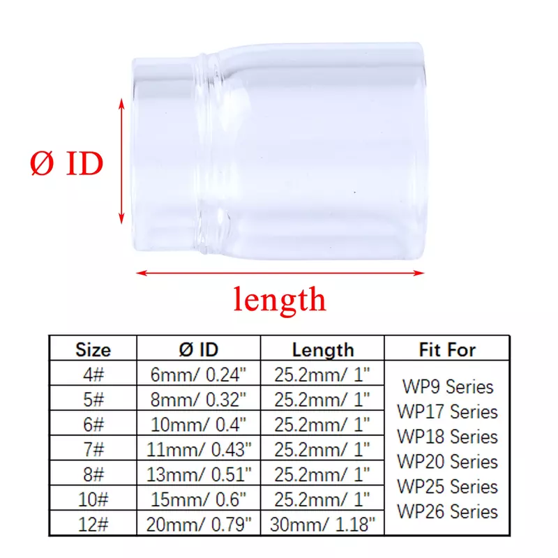 TIG soldagem tocha Stubby Gás Lens Kit, copo de vidro de alta temperatura, acessórios práticos duráveis, WP9, WP20, WP25, #4 ~ #12, 83pcs