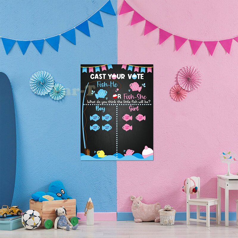 Gone fishing gênero revelar cartaz jogo festa guess infantil gênero voto interior brinquedo chá de fraldas decoração jogos interativos com convidados
