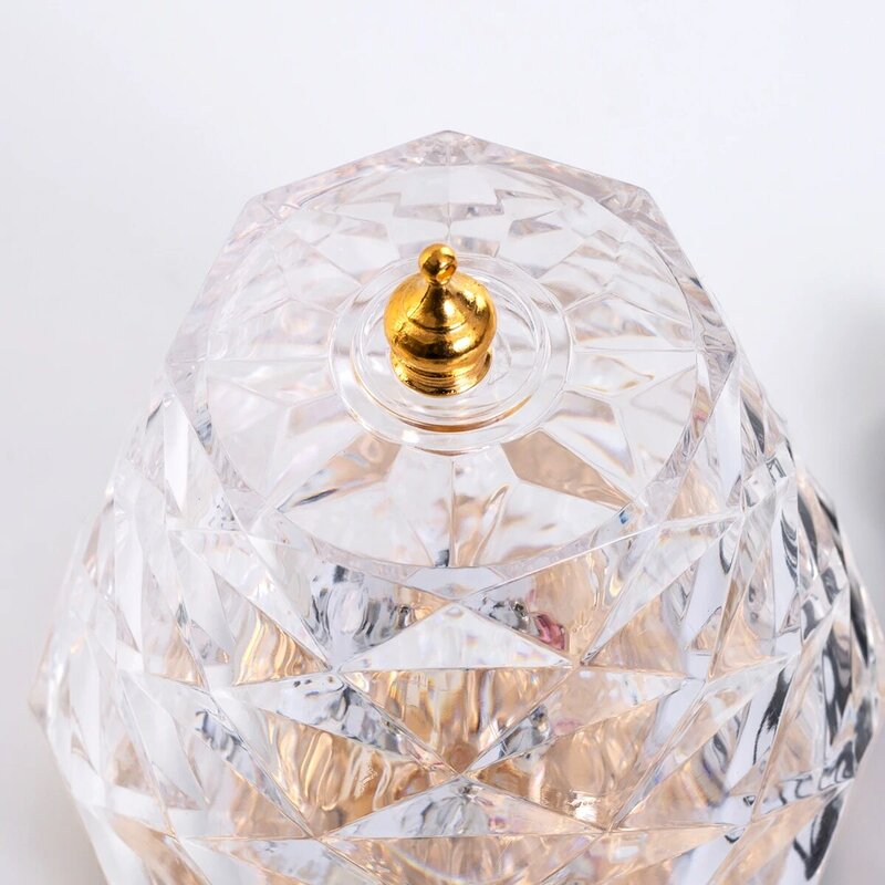 Lámpara de mesa LED de cristal con USB, luz nocturna de proyección dinámica, giratoria, ondulación de agua, regalo, decoración de dormitorio y fiesta