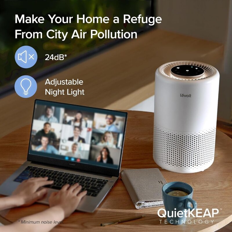 Pemurni udara untuk kamar tidur rumah, kontrol Alexa WiFi pintar, mencakup hingga 916 Sq. Kaki, Filter 3 dalam 1 untuk alergi, pemancar