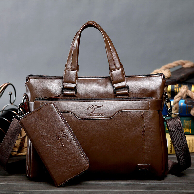 Роскошный мужской портфель из искусственной кожи на молнии, деловая сумка-тоут для ноутбука, офисный мессенджер на плечо