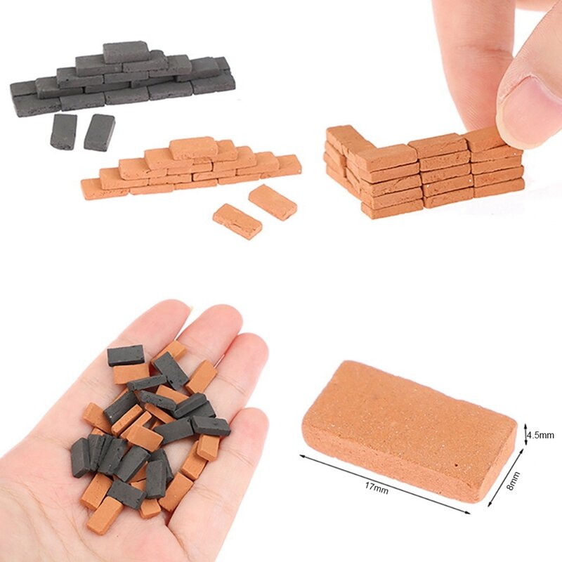 Miniladrillos de piezas para casa de muñecas, modelo de micropaisaje en miniatura, accesorios de arena, 100, 1/16