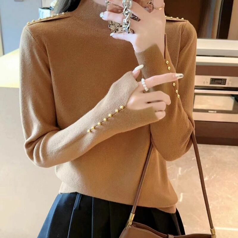 Autumn Winter Half Turtleneck Sweaters Women Pullover Turtleneck Sweaters fashion Solid Basic Knitted Tops Long Sleeved Sweaters