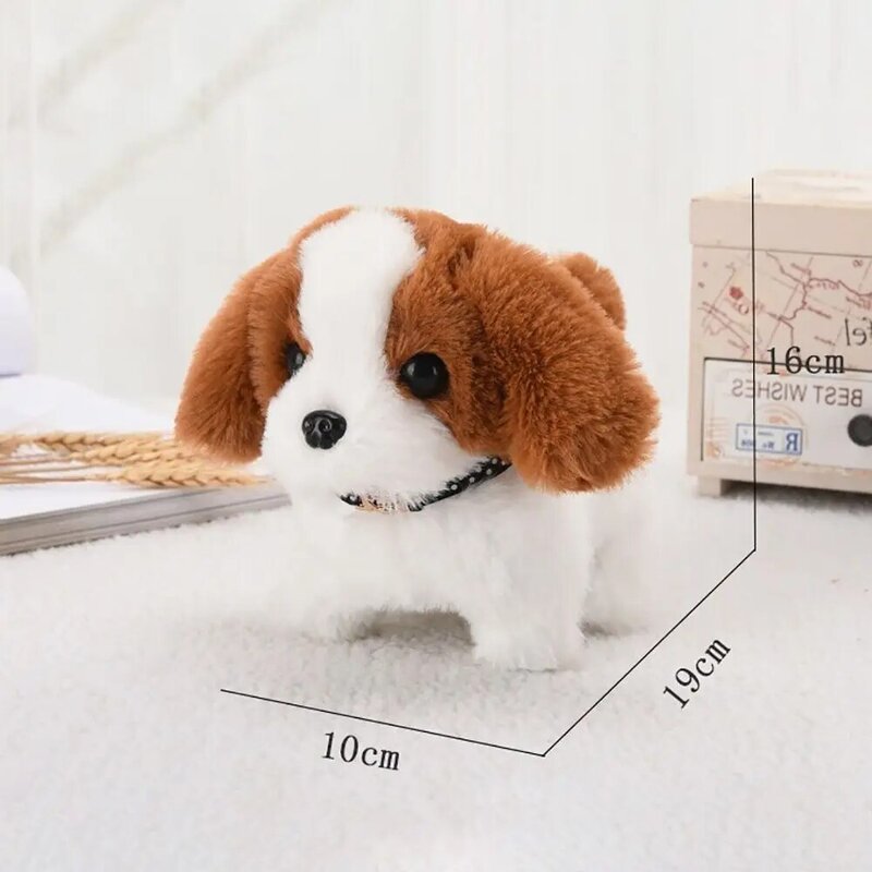 Chiot électrique en peluche pour enfants, 18cm, marche, aboiement, Nod Wag, simulation de queue, chien, interrupteur astronomique, jouets électriques pour animaux de compagnie, cadeau d'anniversaire