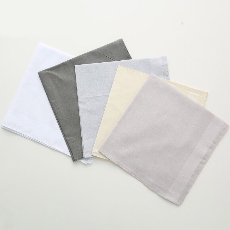 Stylish Pocket Handkerchief Gents Solid Color Hankies 16x16inch Large Bandana DXAA
