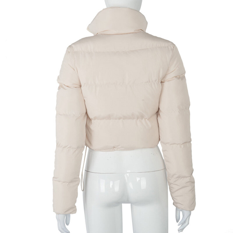 Зимние женские теплые парки, пальто с воротником-стойкой, толстое Стеганое пальто, укороченные короткие куртки, верхняя одежда на молнии, женские топы
