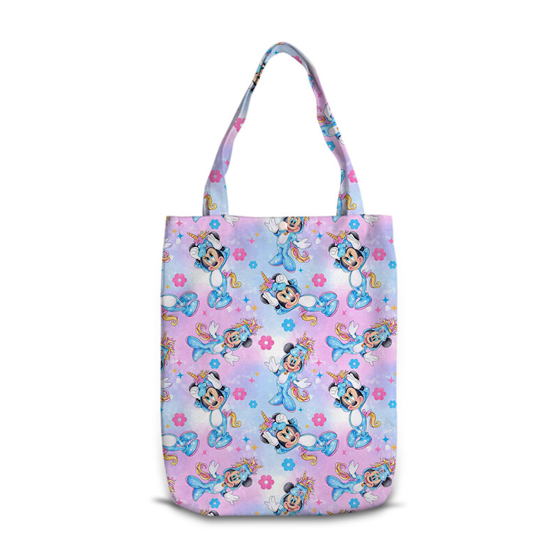 Disney Mickey Minnie S7550 Anime Shoulder Bags Cartoon Customized Shopping Bag Casual Tote Storage Handbag Gift