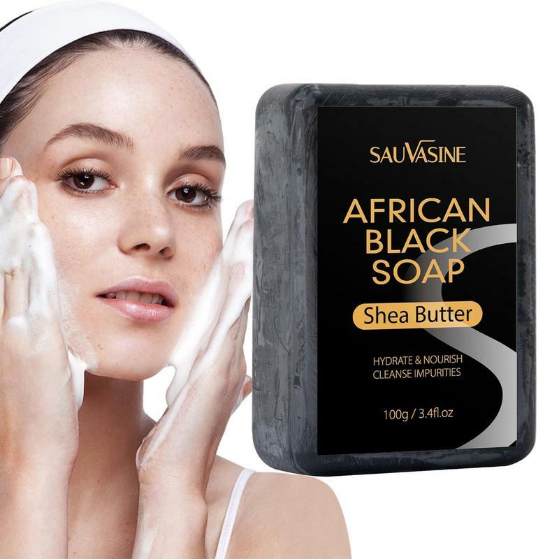 Sabun Hitam Afrika buatan tangan Afrika dalam pembersih tubuh sabun mandi pelembab mencuci tubuh 100g untuk Shower wajah kamar mandi