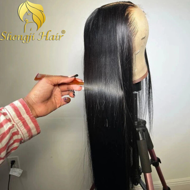 Shengj-Straight HD Lace Frontal Perucas de Cabelo Humano, Real HD Lace Front Wig, Perucas Glueless, PrePlucked Cabelo Natural, 7x7, 5x5, 6x6