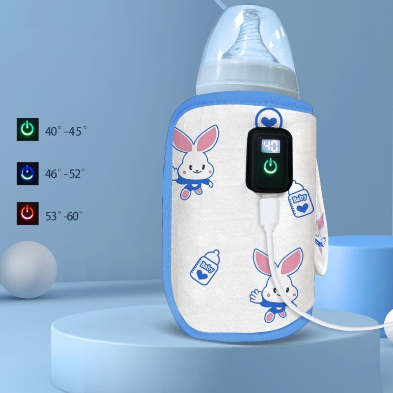 K5DD Reise Milch Wärme Keeper USB Milch Wärmer Taschen für Auto Kinderwagen Baby Still Flasche Heizung mit Digitalanzeige
