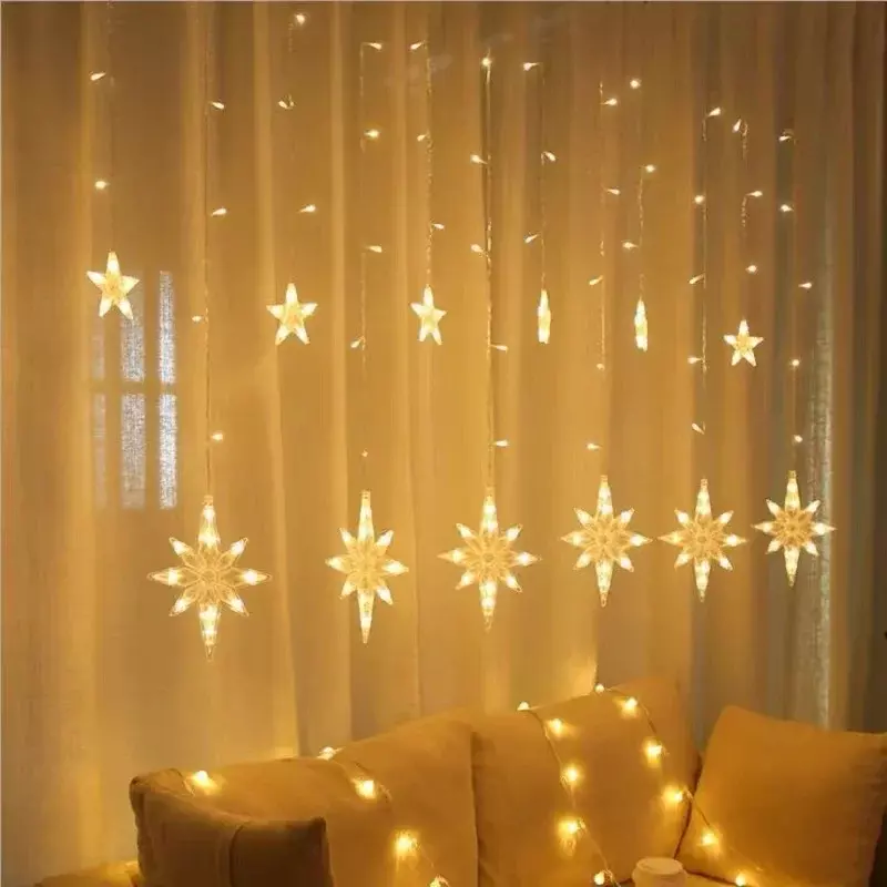 3.5m Christmas Fairy Lights Festoon Led String Lights Snowflake Garland on Window Curtain Indoor Tree Decoration Wedding Lamp