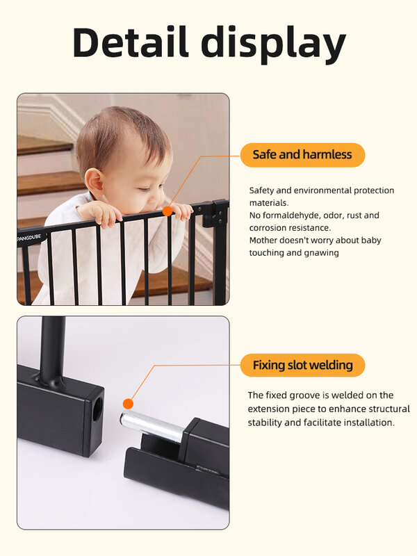 Barrera de seguridad para bebés, puerta de seguridad para perros y niños, 75-147cm, montada a presión