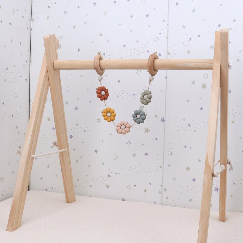 Liontin Rak Kebugaran Kayu Solid Dekorasi Kamar Anak Mainan Gym Bayi Bayi