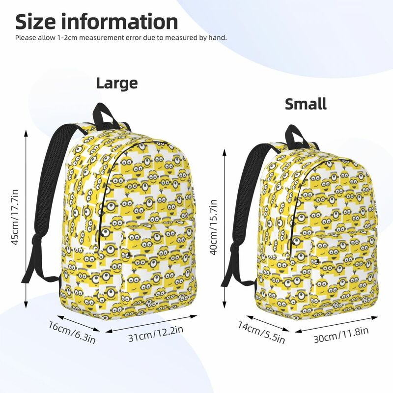 Mochilas de Lona Emoções M-Minions personalizadas para Mulheres e Homens, Mochila de Estudante Universitário, Fits 15 "Laptop, Minion Cartoon Bags