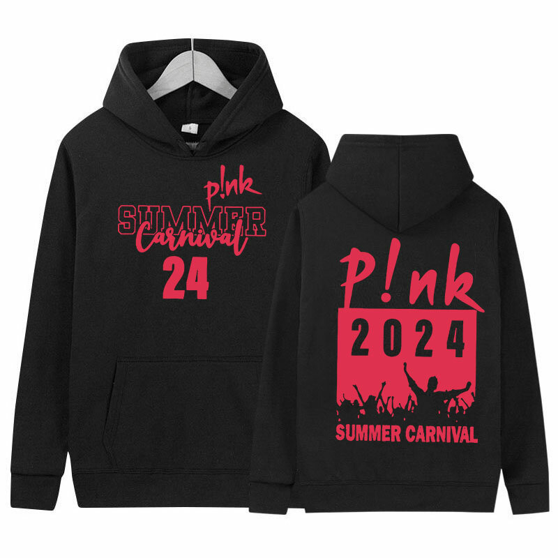 P!nk Pink penyanyi musim panas Karnaval 2024 tur Hoodie pria wanita Hip Hop Retro Pullover kaus pakaian kasual Hoodie ukuran besar