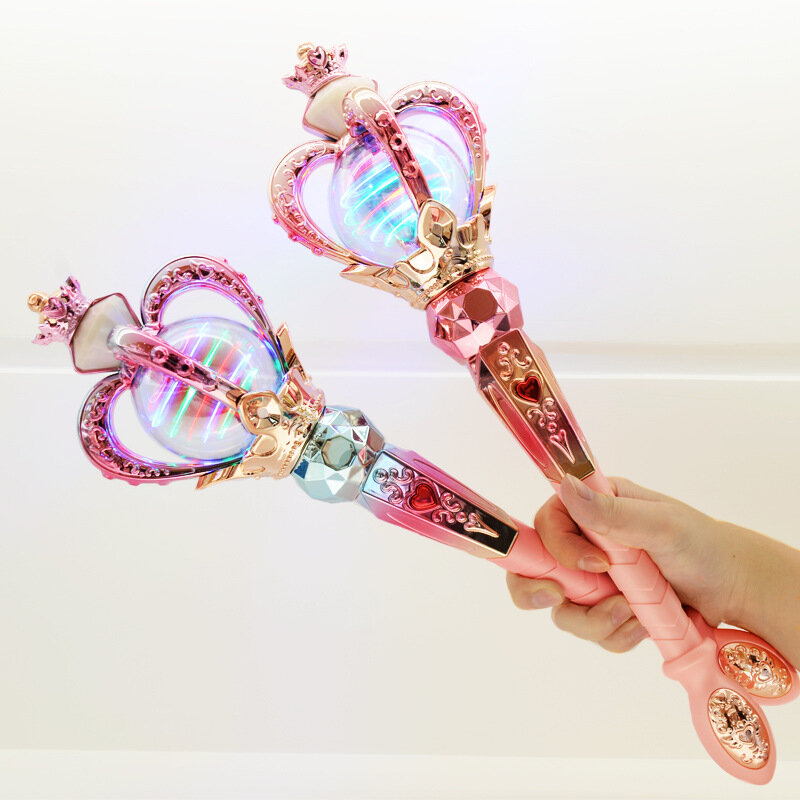 1PC nowy obracanie magiczna różdżka dziewczyny zabawki elektryczne oświetlenie do zastosowań muzycznych akcesoria Cosplay kreatywne zabawki prezenty dla dzieci dzieci dziewczyna zabawki