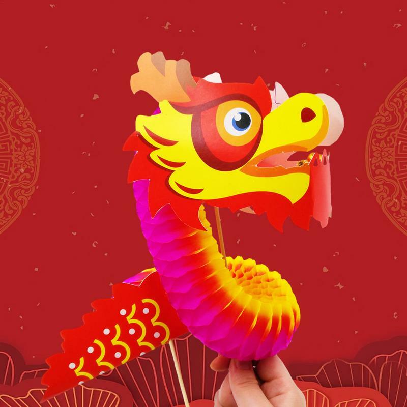 ของเล่นมังกรจีน3D พวงมาลัยกระดาษมังกรจีนสำหรับปีใหม่จันทรคติมังกรของขวัญมัลติฟังก์ชั่นปีของมังกร