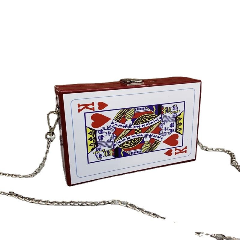 Poker Bag Chain Small Bag Ins Shoulder Messenger Printed Box Crossbody Bags for Women Purses and Handbags