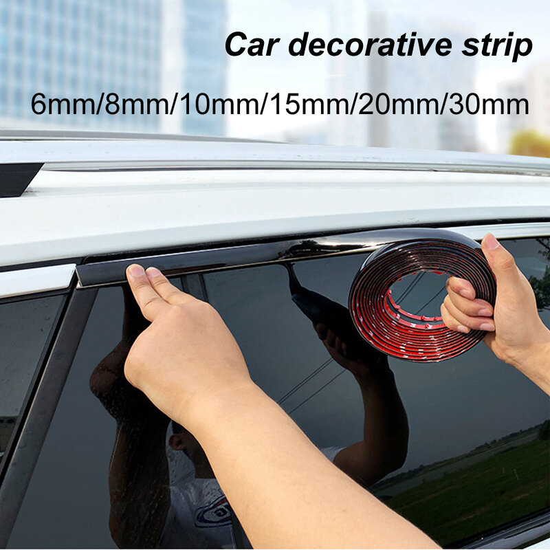 Sequin Chrome Strip Decorative Car Exterior Decor Trim Molding Style Scratch Covering Trim Seal Adhesive Leave No Trace Black 3M
