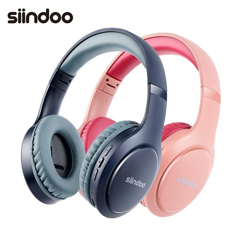 Siindoo JH-919 drahtlose bluetooth kopfhörer rosa & blau faltbare stereo kopfhörer super bass geräusch unterdrückung mikrofon für laptop tv