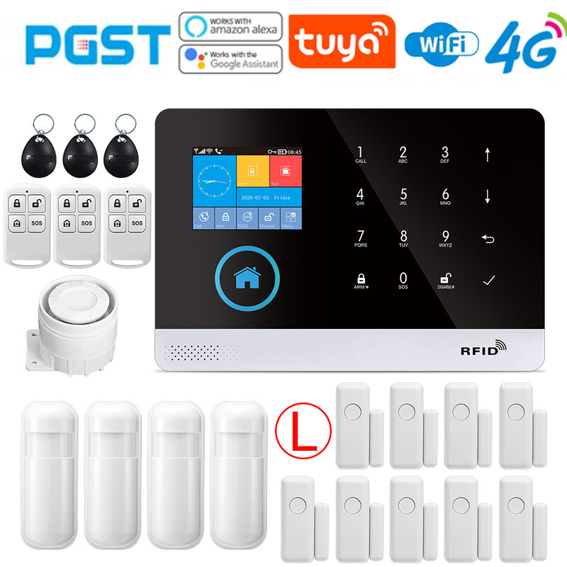 PGST-103 système d'alarme intelligent de WiFi à la maison 4G, dispositif de sécurité sans fil à la maison, solitaire par l'application de vie intelligente, esprit de travail