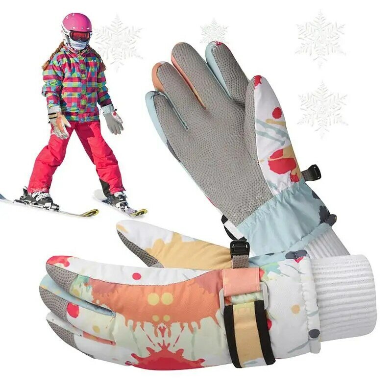 1 Pair Kids Gloves Winter Fleece Warm Cartoon Gloves Children Thick Outdoor Ski Mittens For Boys And Girls 4-12 Years Old