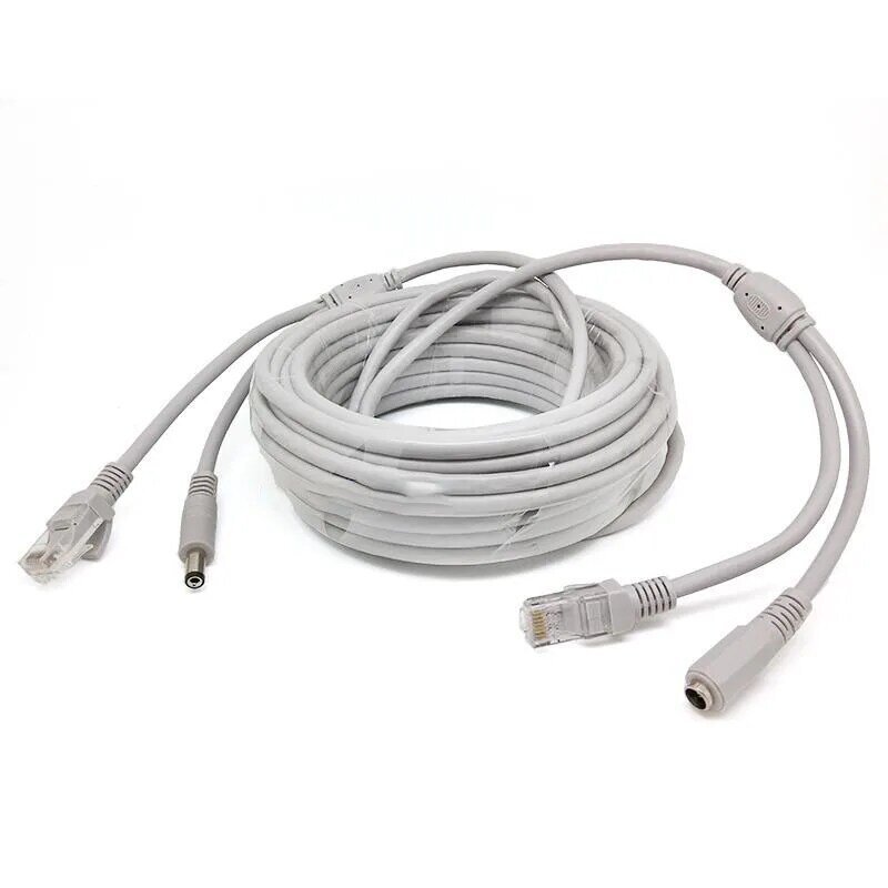 5M 10M 20M 30M CCTV rj45 Network Cable with 12v DC Thick Power 2.1x5.5mm Integrated Extension Ethernet Wires for IP Camera NVR