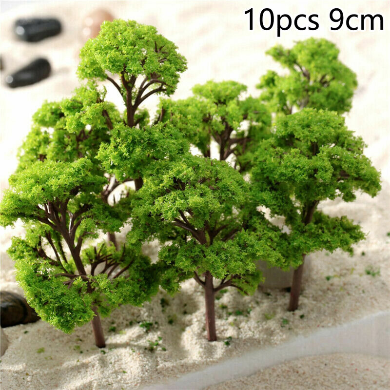 10 szt. Model drzewa plastikowa sztuczna mikro element dekoracji krajobrazu dekoracja krajobrazowa kolejowa Park diyscenu krajobraz architektoniczny część