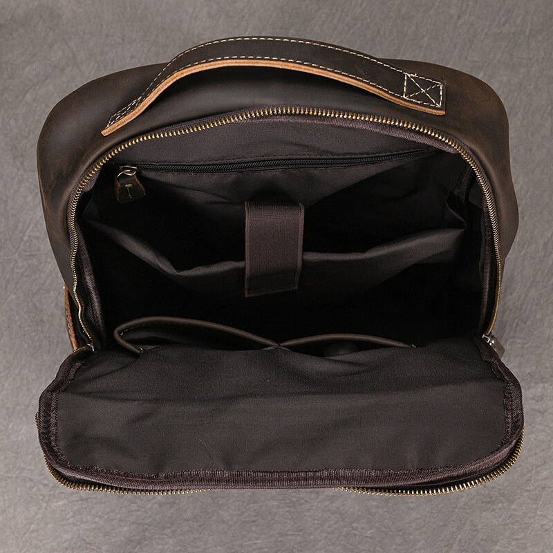 Newsbird-本革のメンズバックパック,15インチのラップトップバッグ,男性用の牛革のトラベルバッグ,クレイジーホースレザーバックパック