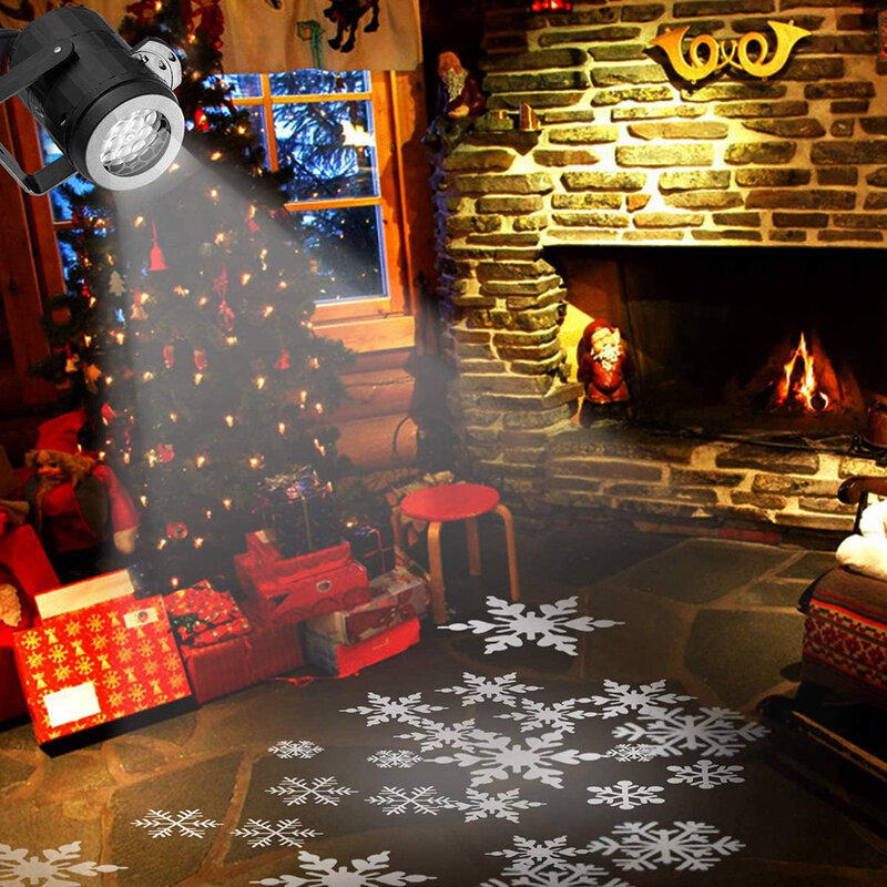 Copo de nieve navidad Proyector LED Luces Hadas Decoración Interior Blanco Patrones Regalo Proyección Navidad Del Banquete Boda Año Nuevo