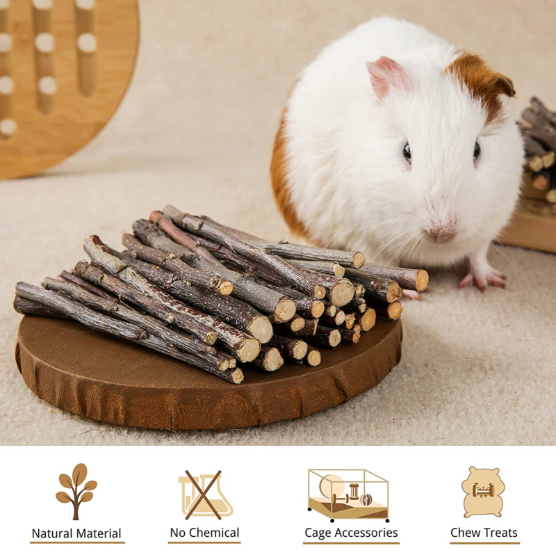Xlpeixin 100G Hamsterspeelgoed Huisdier Speelgoed Appelboomstok Kies Speelgoed Voor Cavia Konijnen Chinchilla Natuurlijk Hout Speelgoed