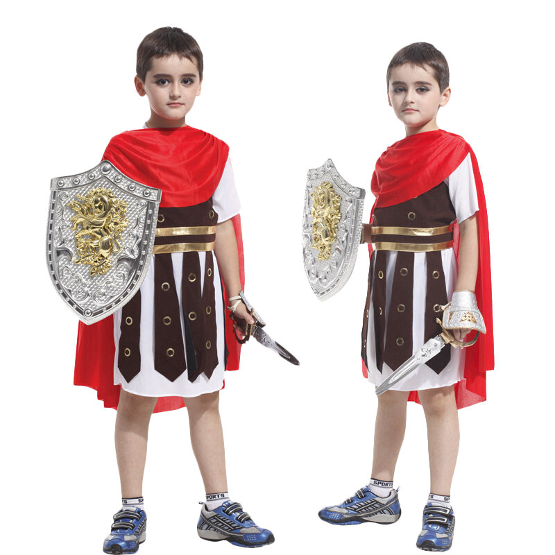 Halloween Roman Warrior Knight Costumes for boys,Child Greek Roman Warrior Gladiator Costume,gifts for kid, performance clothing