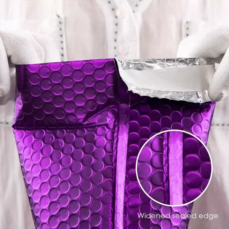 Bolsa de correo acolchada de polietileno, bolsa autosellada, sobres de regalo, color púrpura, 50 piezas