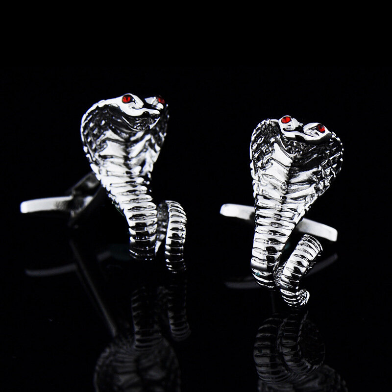 Novelty Cufflinks Silver Color Animal Snake Crystal Design Cuff Links Shirt High Quality Cufflinks for Mens Gifts Jewellery