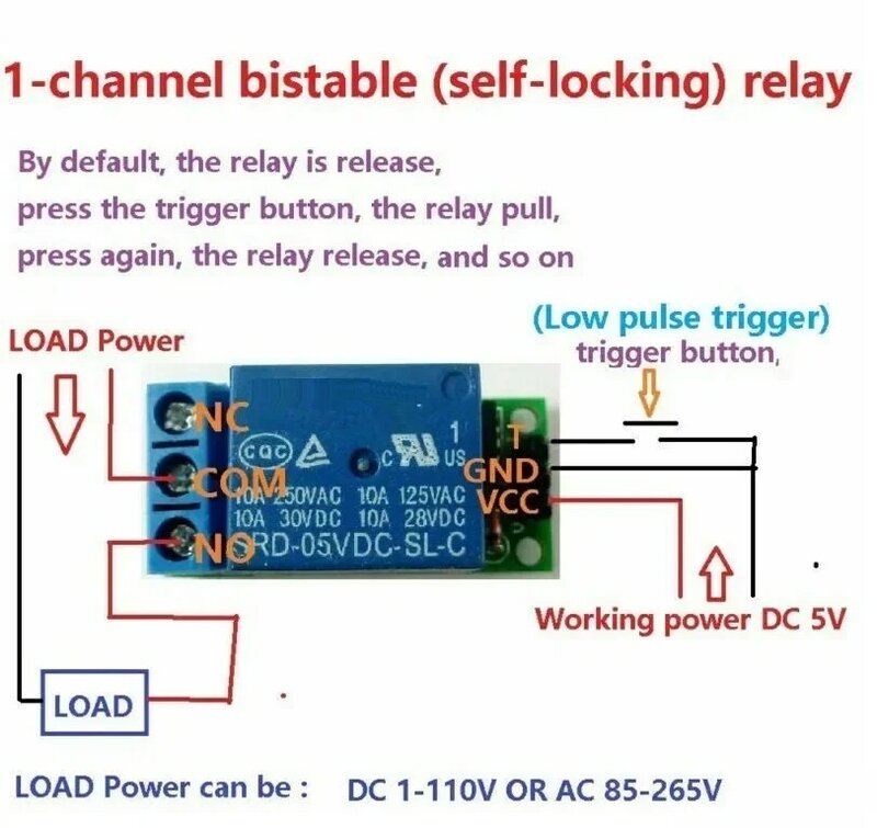 Self-Locking Trava Relé Módulo, gatilho de pulso baixo para Arduino, interruptor Bistable, 5V, Novo
